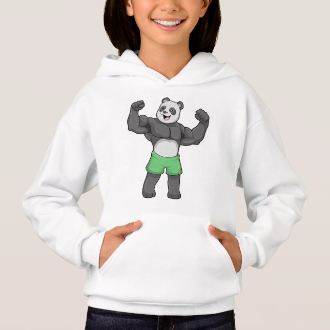 Panda als Bodybuilder an der Bodybuilding Hoodie (Vorderseite)