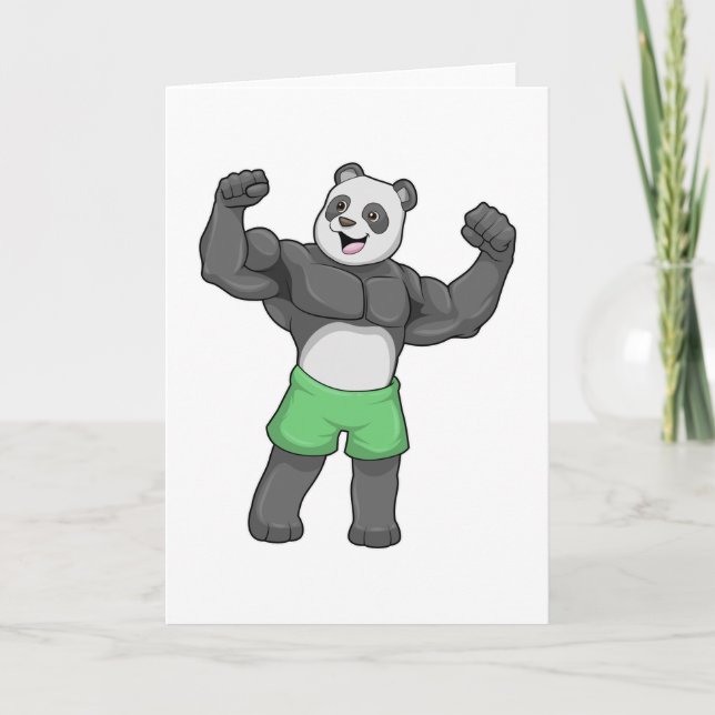 Panda als Bodybuilder an der Bodybuilding Karte (Vorderseite)