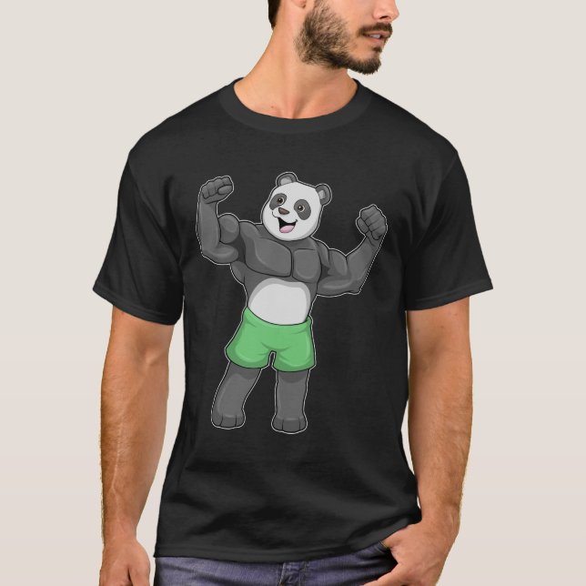 Panda als Bodybuilder an der Bodybuilding T-Shirt (Vorderseite)