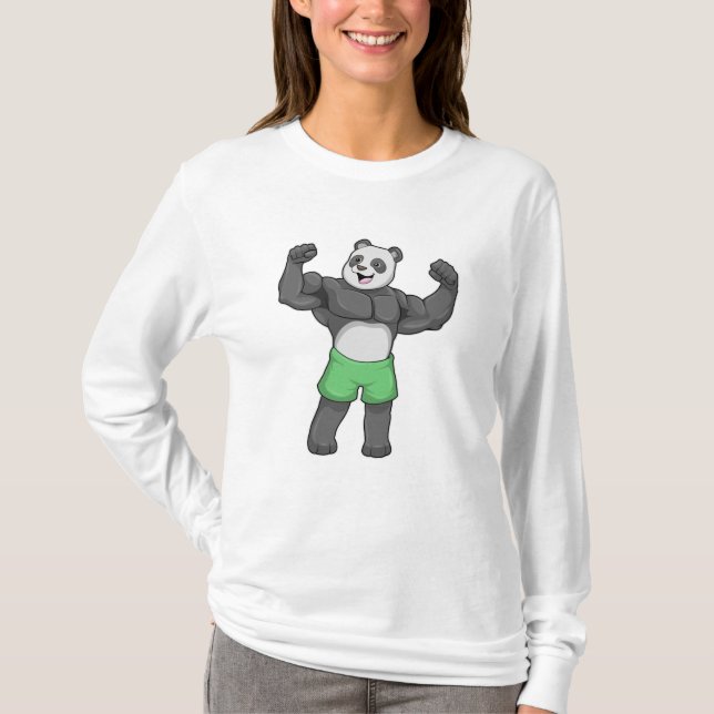 Panda als Bodybuilder an der Bodybuilding T-Shirt (Vorderseite)