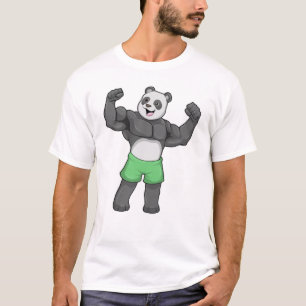 Panda als Bodybuilder an der Bodybuilding T-Shirt
