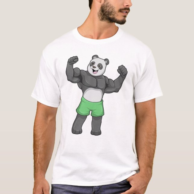 Panda als Bodybuilder an der Bodybuilding T-Shirt (Vorderseite)