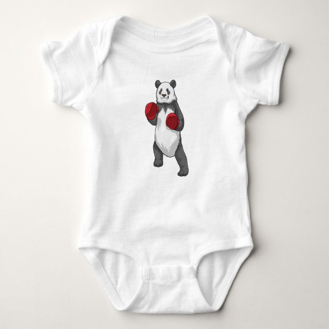 Panda als Boxer mit Boxhandschuhen Baby Strampler (Vorderseite)