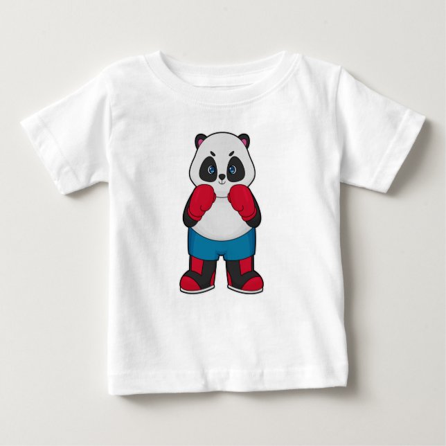 Panda als Boxer mit Boxhandschuhen Baby T-shirt (Vorderseite)