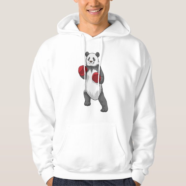 Panda als Boxer mit Boxhandschuhen Hoodie (Vorderseite)
