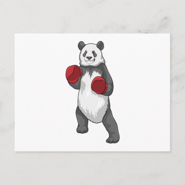 Panda als Boxer mit Boxhandschuhen Postkarte (Vorderseite)