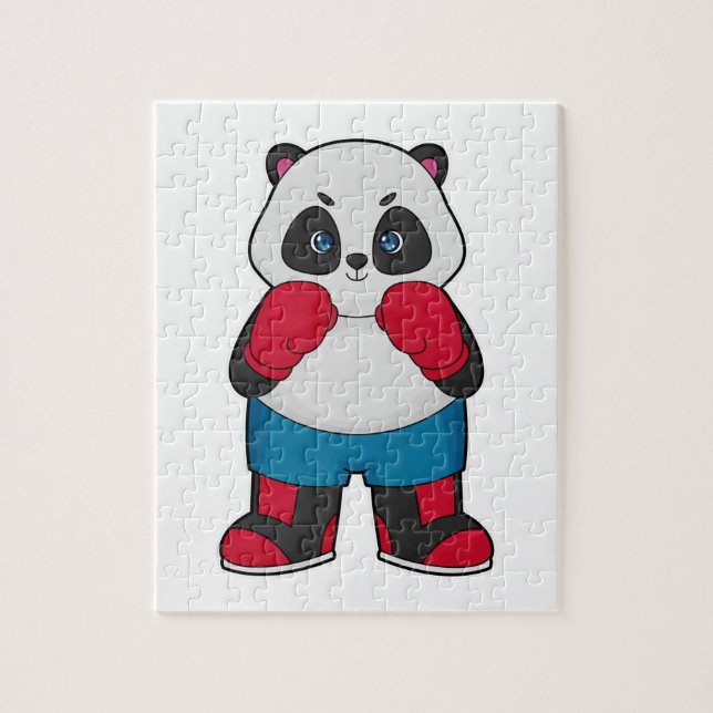 Panda als Boxer mit Boxhandschuhen Puzzle (Vertikal)