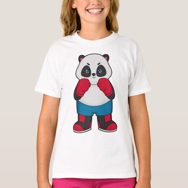 Panda als Boxer mit Boxhandschuhen T-Shirt (Vorderseite)