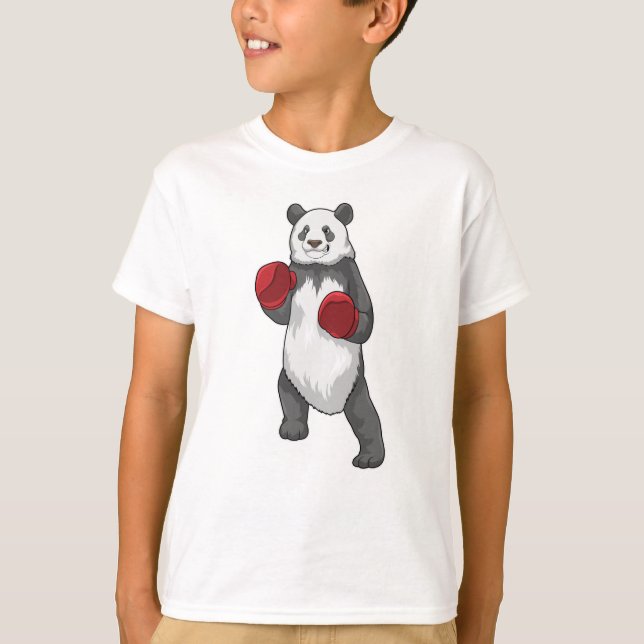 Panda als Boxer mit Boxhandschuhen T-Shirt (Vorderseite)
