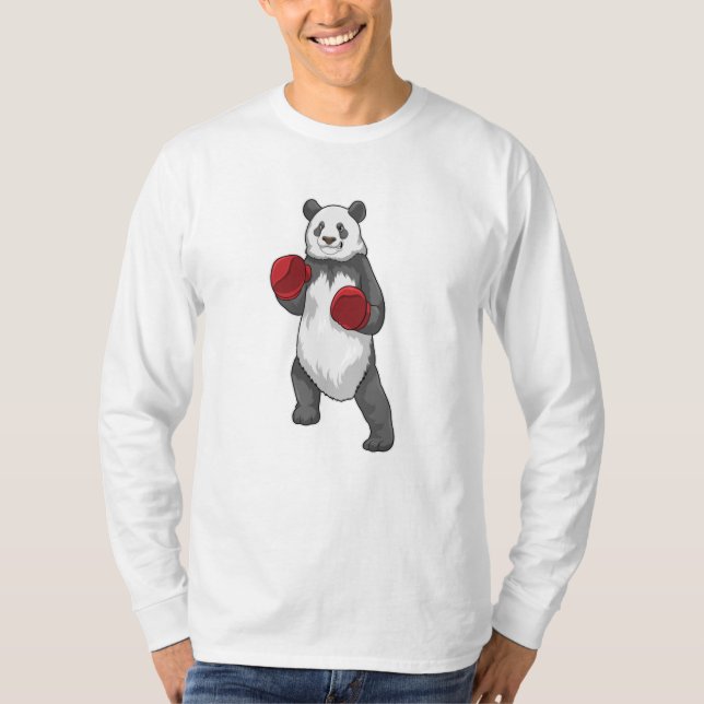 Panda als Boxer mit Boxhandschuhen T-Shirt (Vorderseite)