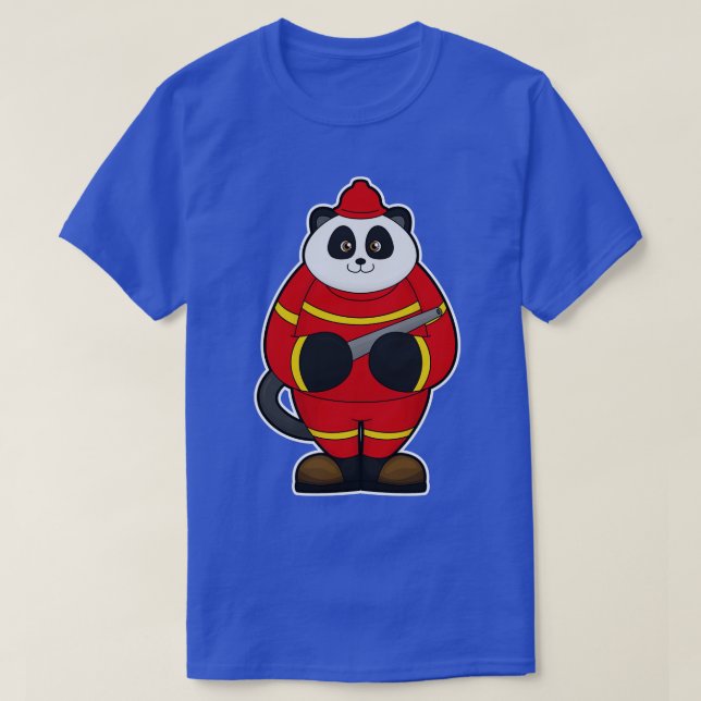Panda als Feuerwehrmann mit Schlauch T-Shirt (Design vorne)