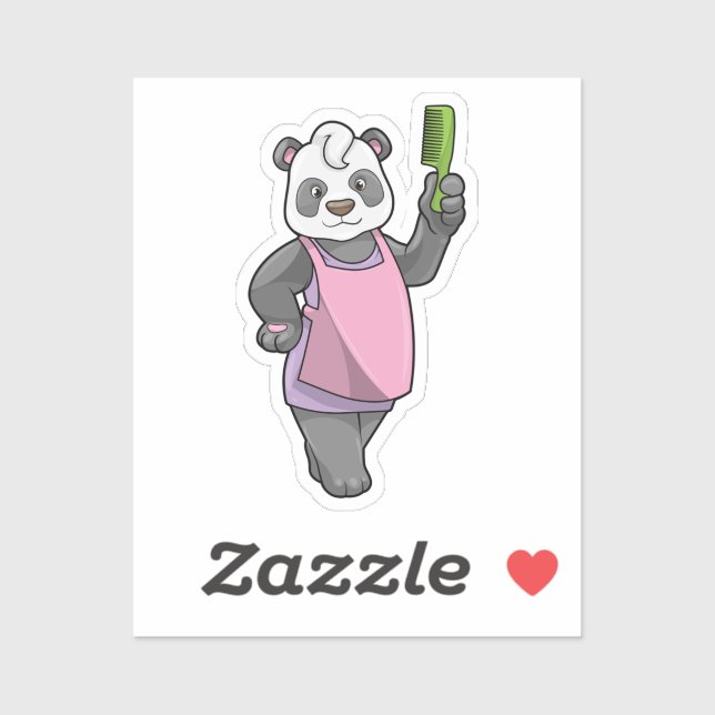 Panda als Friseur mit Kamm Aufkleber (Blatt)