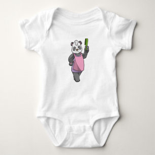 Panda als Friseur mit Kamm Baby Strampler