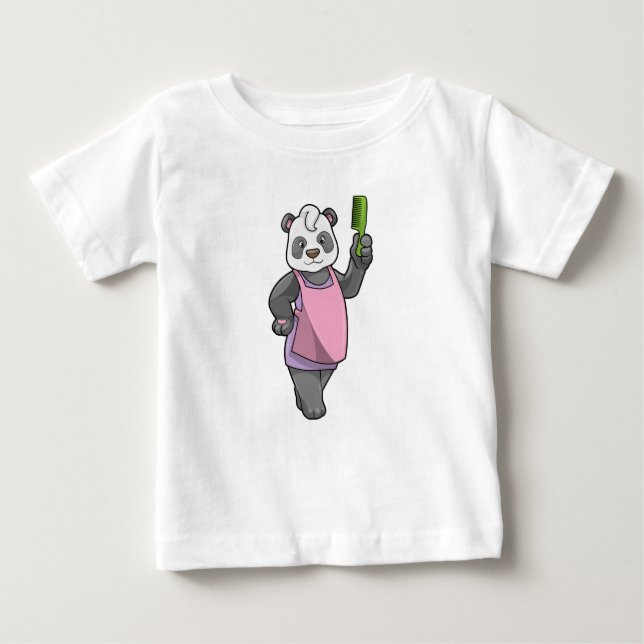 Panda als Friseur mit Kamm Baby T-shirt (Vorderseite)