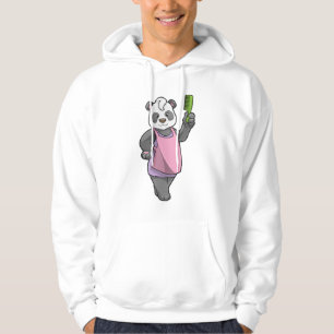 Panda als Friseur mit Kamm Hoodie