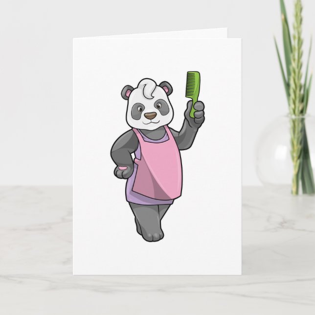 Panda als Friseur mit Kamm Karte (Vorderseite)