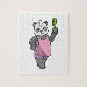 Panda als Friseur mit Kamm Puzzle