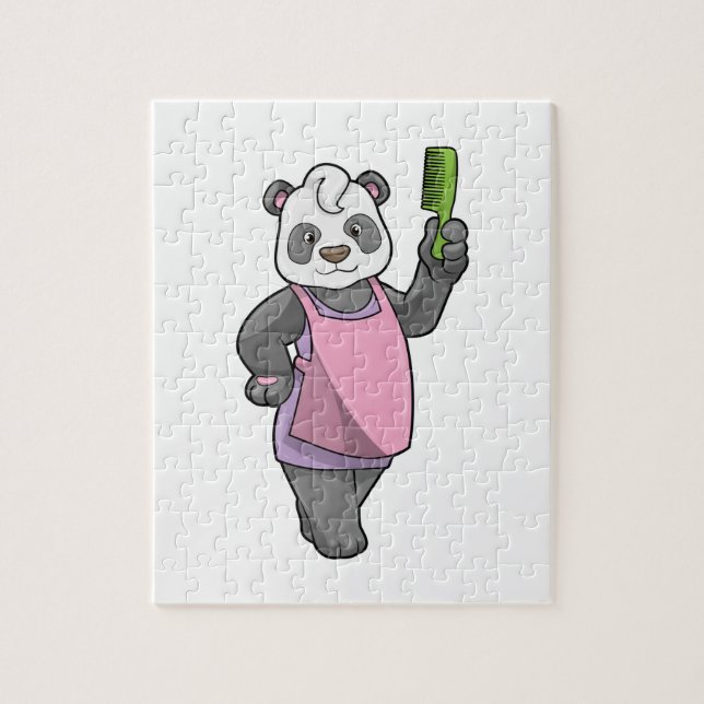 Panda als Friseur mit Kamm Puzzle (Vertikal)