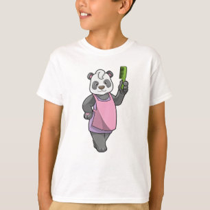 Panda als Friseur mit Kamm T-Shirt