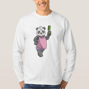 Panda als Friseur mit Kamm T-Shirt
