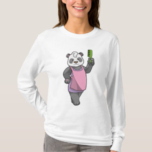 Panda als Friseur mit Kamm T-Shirt