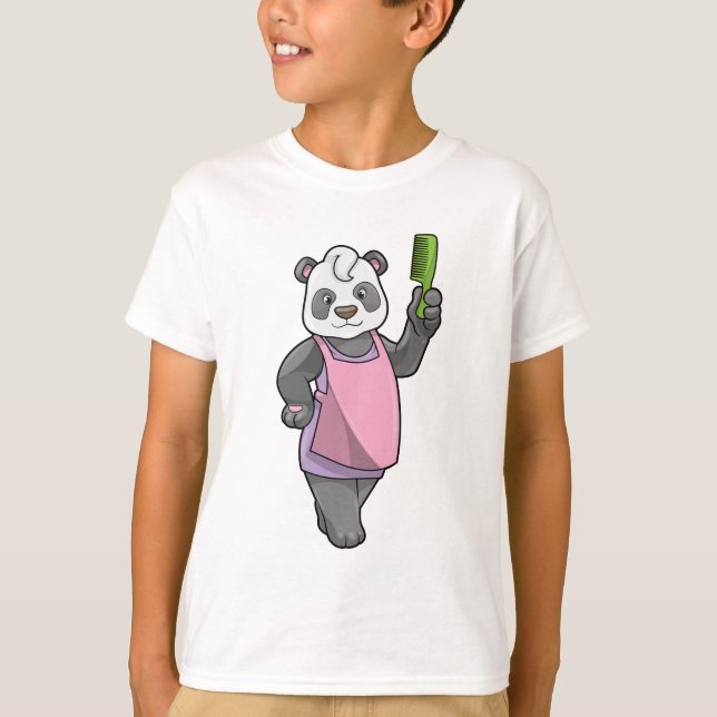 Panda als Friseur mit Kamm T-Shirt (Vorderseite)