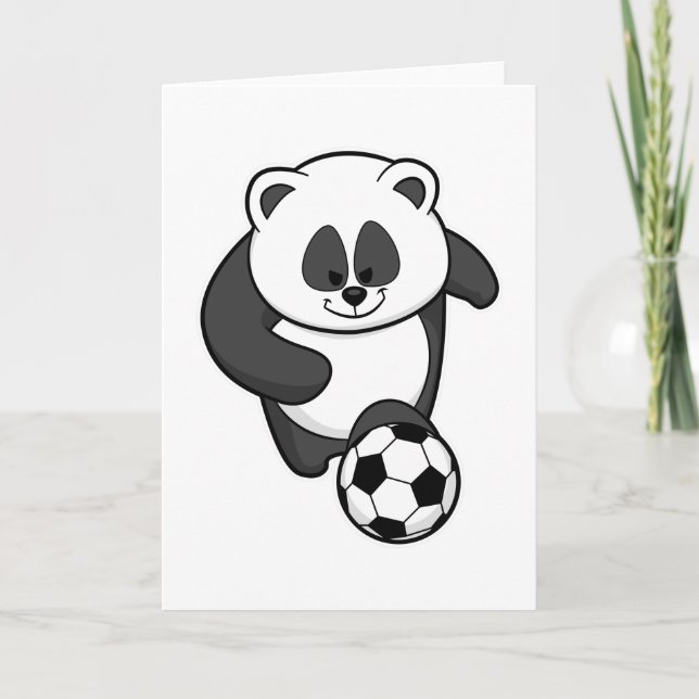 Panda als Fußballspieler bei Fußball Karte (Vorderseite)