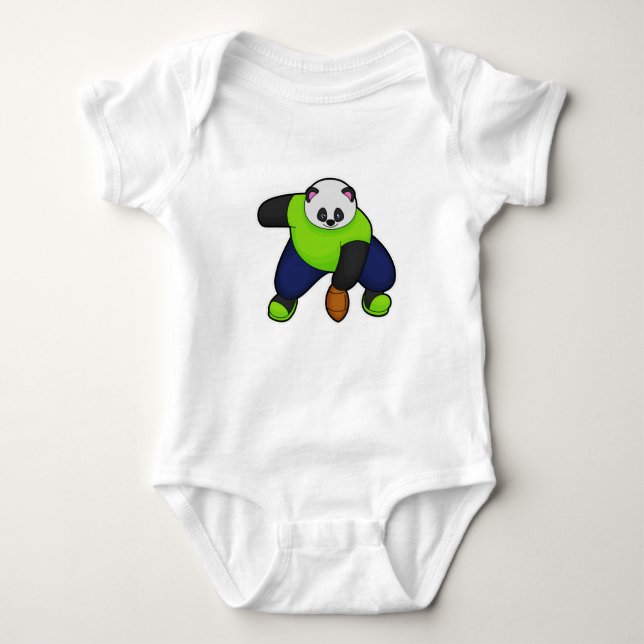 Panda als Fußballspieler mit Fußball Baby Strampler (Vorderseite)