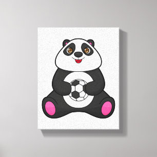 Panda als Fußballspieler mit Fußball Leinwanddruck