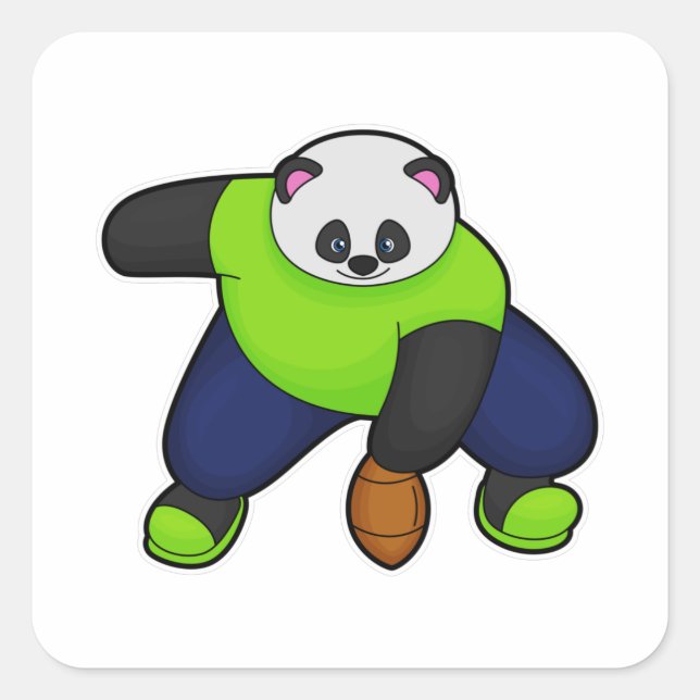 Panda als Fußballspieler mit Fußball Quadratischer Aufkleber (Vorderseite)