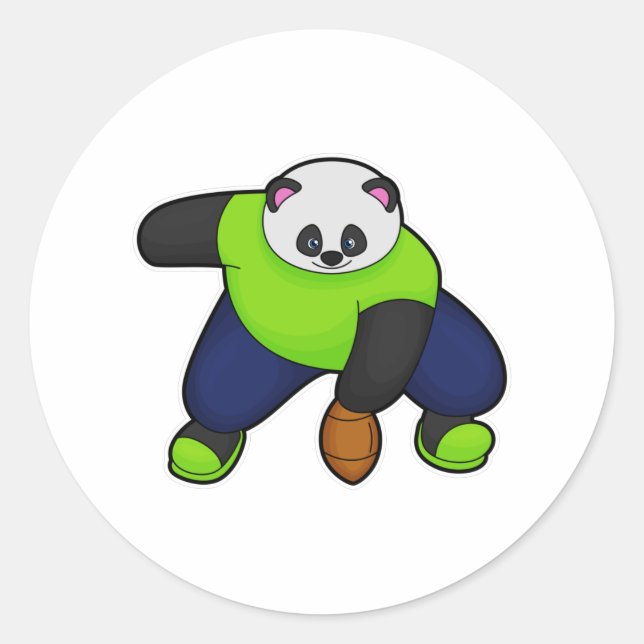 Panda als Fußballspieler mit Fußball Runder Aufkleber (Vorderseite)