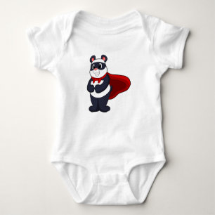 Panda als Held mit Mask & Cape Baby Strampler