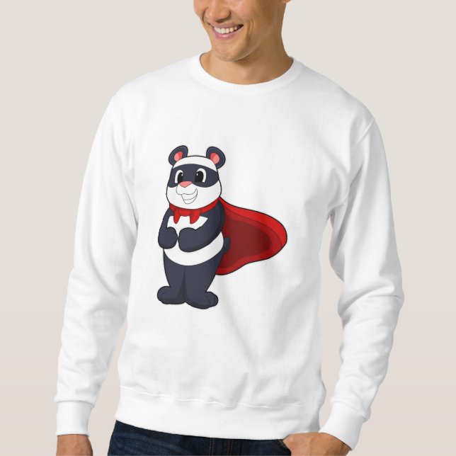 Panda als Held mit Mask & Cape Sweatshirt (Vorderseite)