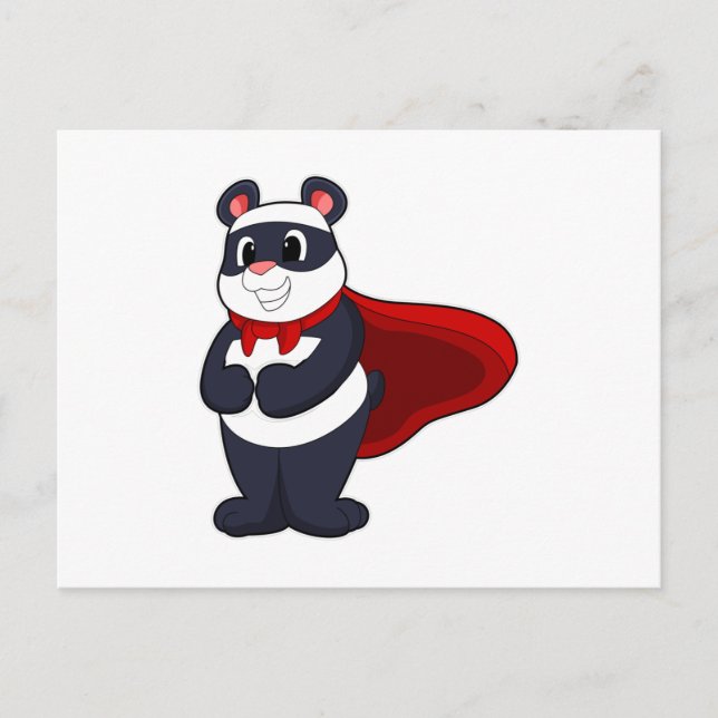Panda als Held mit Maske und Cape Postkarte (Vorderseite)