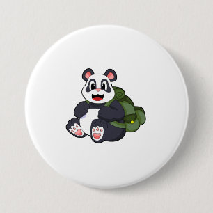Panda als Hiker mit Rucksack Button
