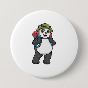 Panda als Hiker mit Rucksack Button