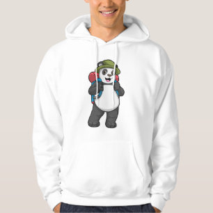 Panda als Hiker mit Rucksack Hoodie