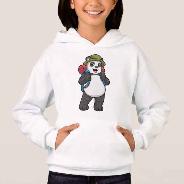 Panda als Hiker mit Rucksack Hoodie (Vorderseite)