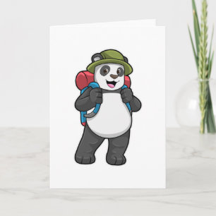 Panda als Hiker mit Rucksack Karte