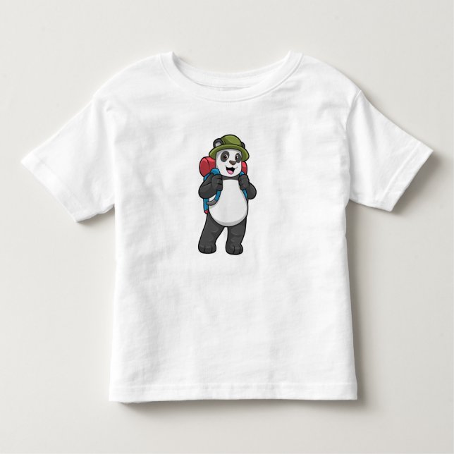 Panda als Hiker mit Rucksack Kleinkind T-shirt (Vorderseite)