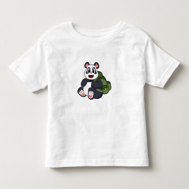 Panda als Hiker mit Rucksack Kleinkind T-shirt (Vorderseite)