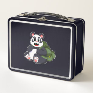Panda als Hiker mit Rucksack Metall Brotdose