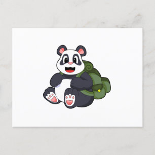 Panda als Hiker mit Rucksack Postkarte
