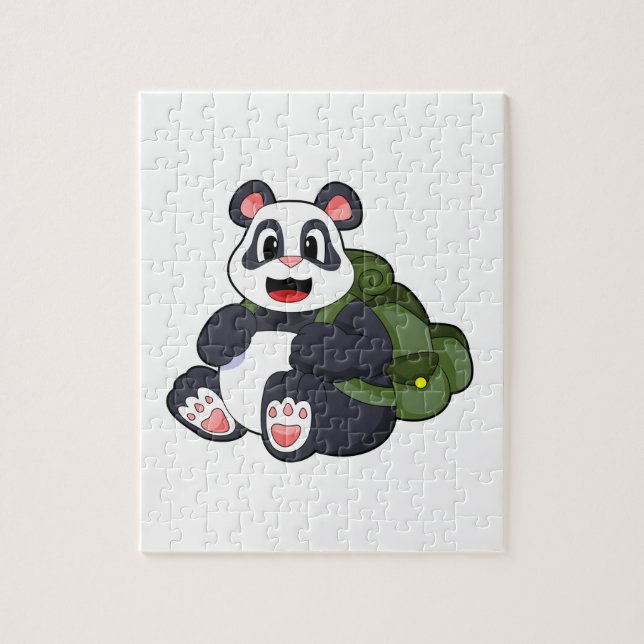 Panda als Hiker mit Rucksack Puzzle (Vertikal)