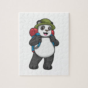 Panda als Hiker mit Rucksack Puzzle