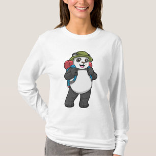 Panda als Hiker mit Rucksack T-Shirt