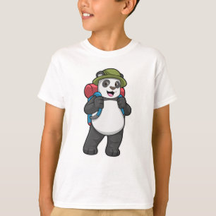 Panda als Hiker mit Rucksack T-Shirt