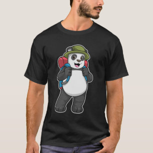 Panda als Hiker mit Rucksack T-Shirt