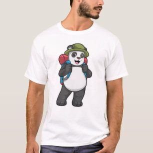 Panda als Hiker mit Rucksack T-Shirt