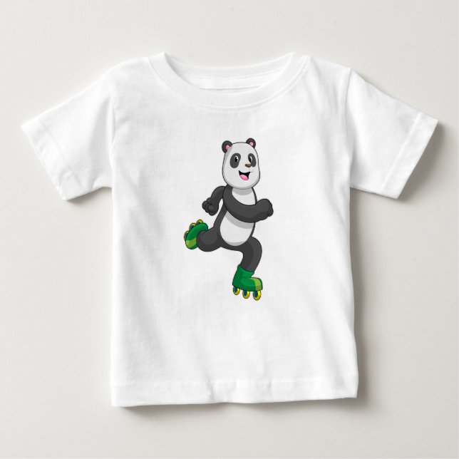Panda als Inline-Skater mit Roller-Skaten Baby T-shirt (Vorderseite)